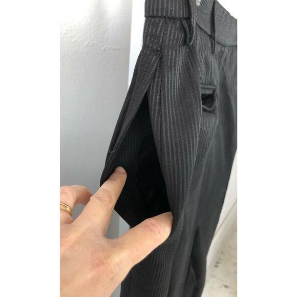 ULTRA OZBEK Italy Woven Striped Dress Pants Pinstripe Trousers Black 44 US 10 - Picture 10 of 12